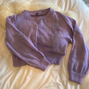 Purple puff sleeve cardigan